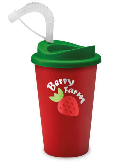 Universal Mugs Branded Tumbler with Straws Reusable Cold Drinks Red