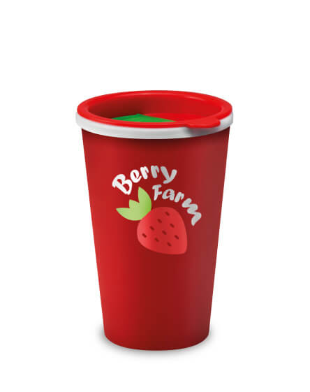 Universal Mugs printed coffee tumbler red sip and slide lid