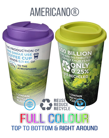 Americano Brite Full Colour Branded Printed Reusable Tumblers Insulated Universal Mugs