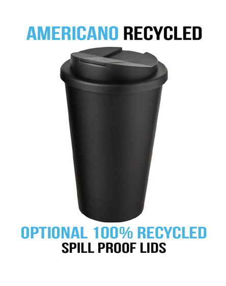 Americano 100% Recycled Branded Reusable Cups Black and White