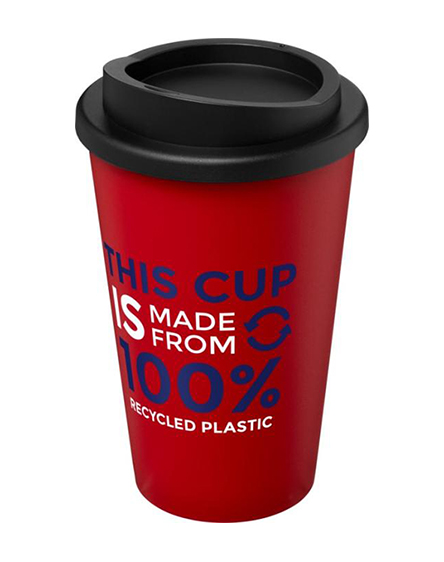 Red Americano 100 Percent Recycled Reusable Coffee Cups Branded