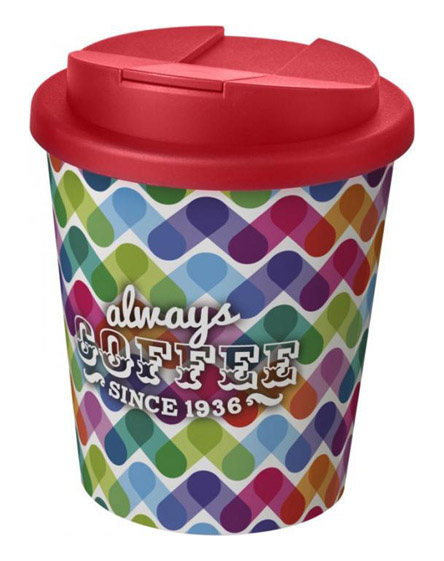 americano espresso full colour 250ml reusable cups with spill proof lids red