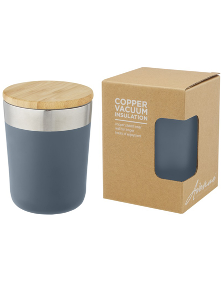 Promotional Lagan 300 Ml Copper Vacuum Insulated Stainless Steel Tumbler With Bamboo Lid by Universal Mugs
