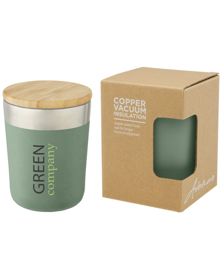 Printed Lagan 300 Ml Copper Vacuum Insulated Stainless Steel Tumbler With Bamboo Lid with your Branding by Universal Mugs