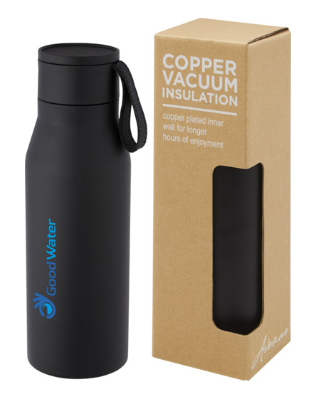 Printed Ljungan 500 Ml Copper Vacuum Insulated Stainless Steel Bottle With Pu Leather Strap And Lid with your Branding by Universal Mugs