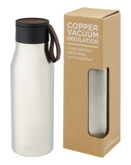 Custom Branded Ljungan 500 Ml Copper Vacuum Insulated Stainless Steel Bottle With Pu Leather Strap And Lid with your Logo by Universal Mugs