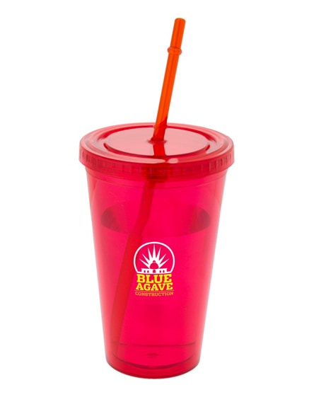 branded cyclone insulated tumbler with straw