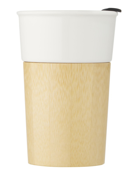 Promotional Pereira 320 Ml Porcelain Mug With Bamboo Outer Wall from Universal Mugs