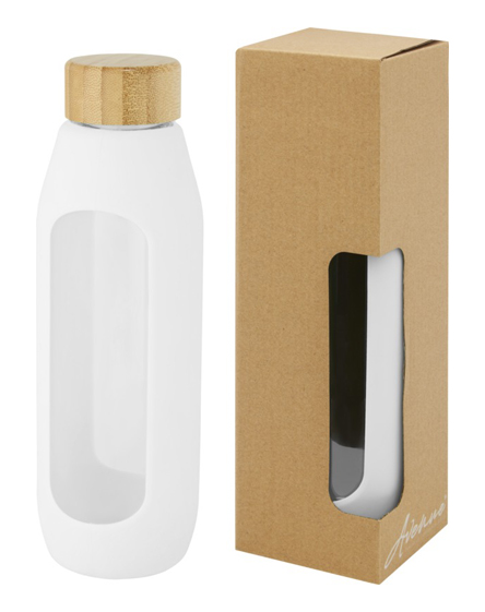 Custom Printed Tidan 600 Ml Borosilicate Glass Bottle With Silicone Grip by Universal Mugs