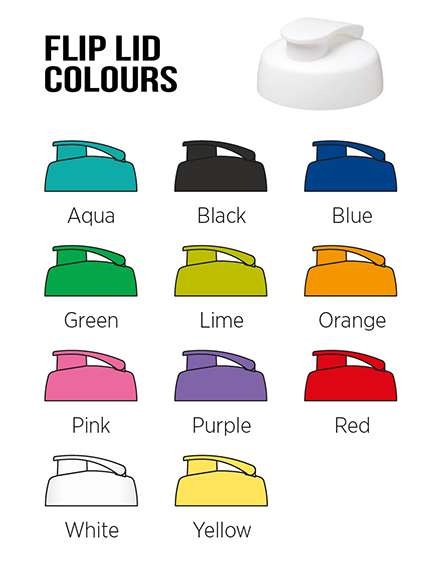 baseline branded sports water bottles flip lids colours