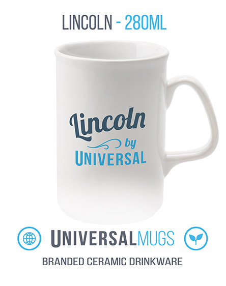 lincoln ceramic mugs branded universal