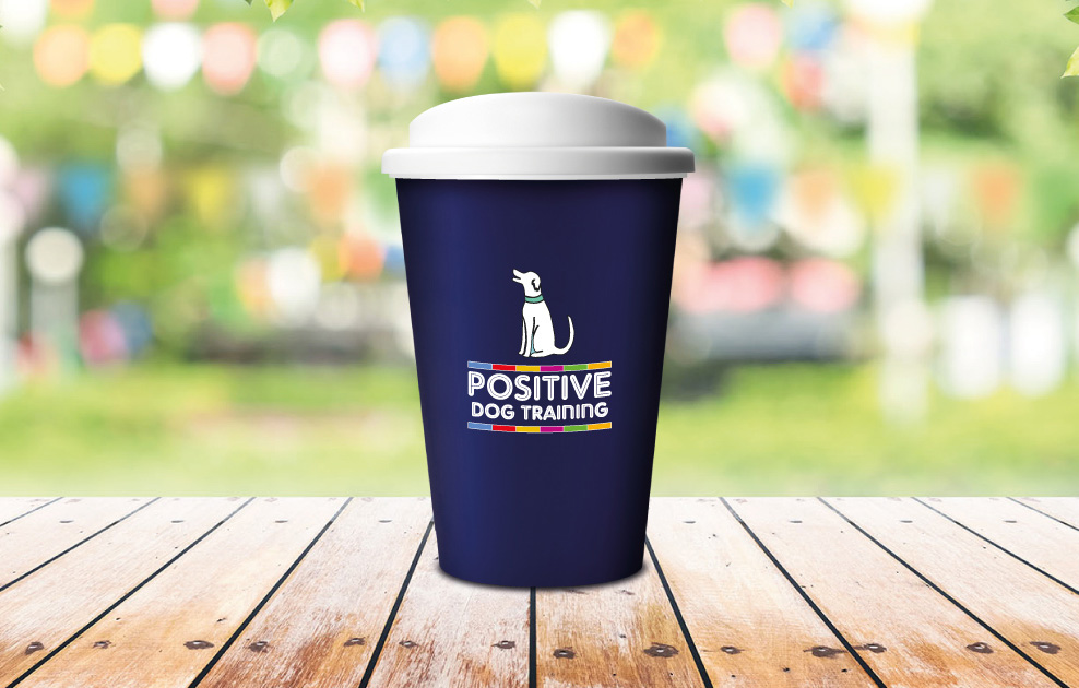 positive dog training branded reusable coffee cups by universal mugs